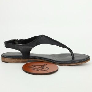 Frye Womens Carson Seam T Sandals Size 9.5 Black Leather Thong T-Strap